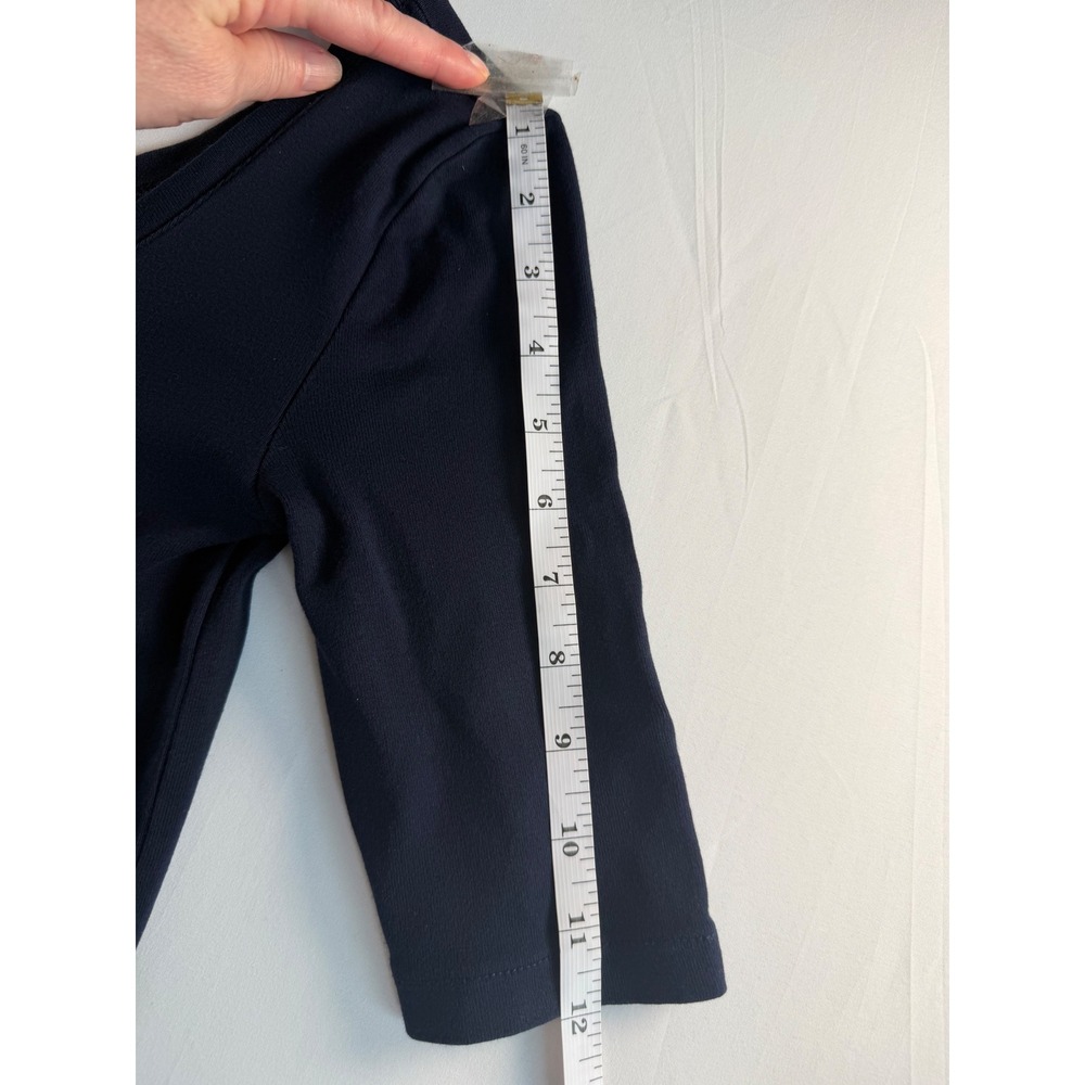 J.Crew Perfect Fit Top Women XS Navy Blue Scoop Neck Button Cuff Preppy Classic - Picture 8 of 9